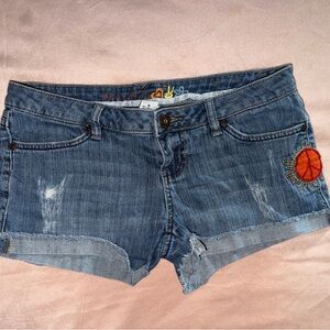 Mudd Blue Jean Shorts with Orange Peace Patch